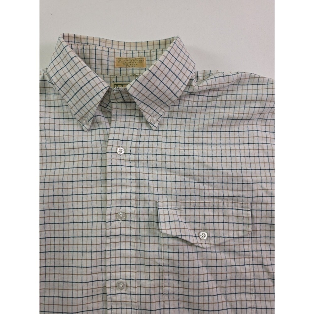 Vintage LL Bean Button Up Shirt Mens L Tattersall Check 1990s Long Sleeve USA